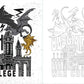 Logo of Basglaith War College with dragons and architectural elements.