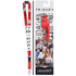 Friends-themed lanyard shown both loose and on its retail backing card. The lanyard is red, white, and black with repeated &