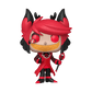 Animated character with red hair and black accents on a white background