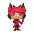 Animated character with red hair and black accents on a white background