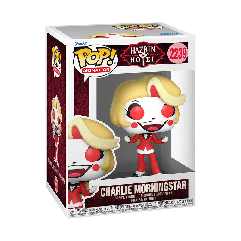 Funko Pop! vinyl figure packaging for Charlie Morningstar from Hazbin Hotel