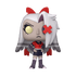 Animated character figurine with red bows and a sad expression on a white background