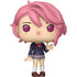 Funko Pop! vinyl figure with pink hair and school uniform on a white background