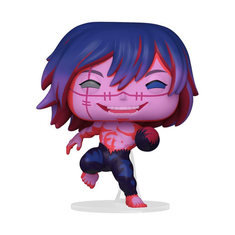 Colorful figurine with stylized design on a white background