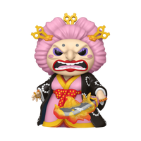 Funko POP! One Piece Big Mom vinyl figure wearing a vibrant kimono, holding her sword Napoleon, standing with a fierce grin