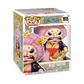 Close-up of Big Mom Funko POP! figure from One Piece in detailed kimono attire, featuring bright colors and intricate patterns