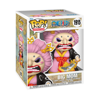 Close-up of Big Mom Funko POP! figure from One Piece in detailed kimono attire, featuring bright colors and intricate patterns