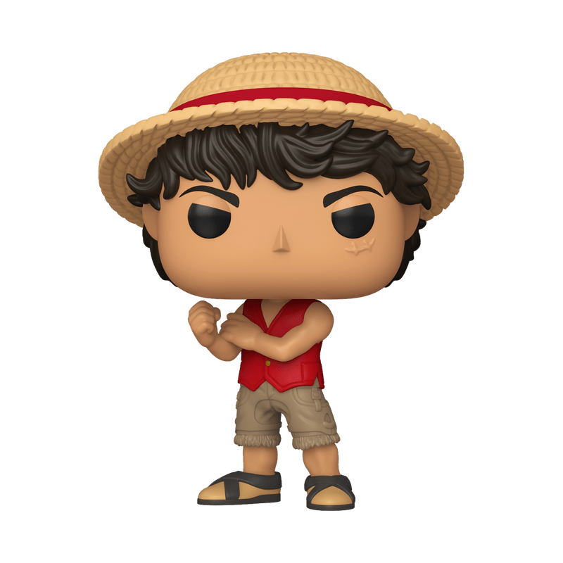 Funko Pop! vinyl figure of a character with a straw hat and red shirt on a white background