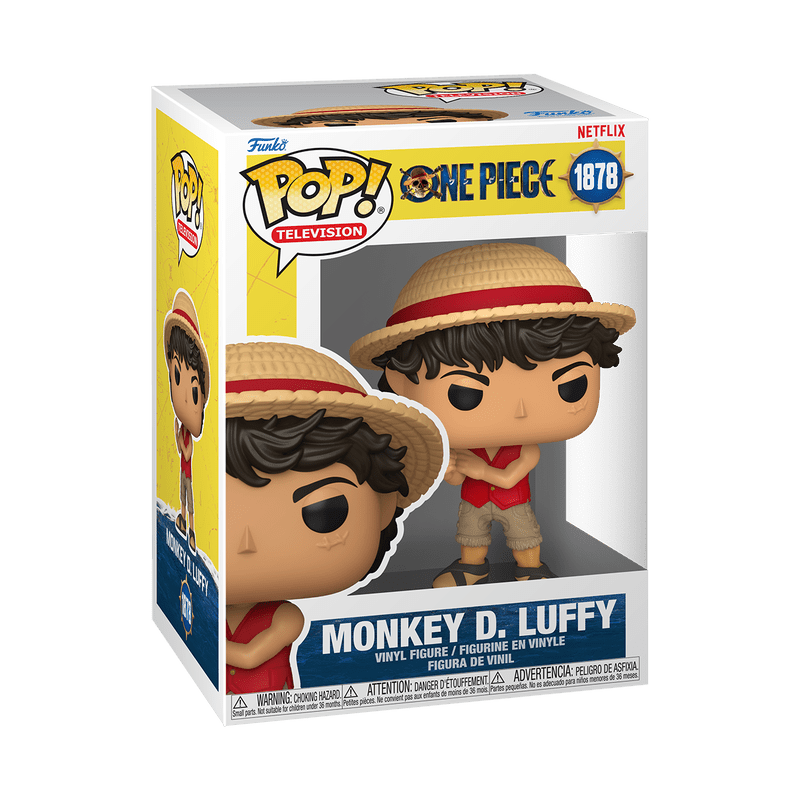 Funko Pop! packaging featuring Monkey D. Luffy from One Piece on a white background
