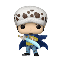 Funko Pop! vinyl figure with a character wearing a white helmet with brown spots, blue cape, and holding a sword 