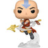 Funko Pop! vinyl figure of Aang from Avatar: The Last Airbender, shown in a dynamic pose with a translucent white airbending effect and a gold key-shaped accessory, on a plain white background.