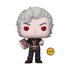 Funko Pop! vinyl figure of a fantasy character with white hair, red eyes, and pointed ears, holding a book. The figure is shown against a plain white background with a yellow &