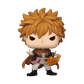 Funko Pop! vinyl figure of a young male anime character with spiky orange hair, wearing a brown cape, blue and gold tunic, white pants, and black boots, holding a glowing orange orb against a plain white background.