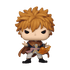 Funko Pop! vinyl figure of a young male anime character with spiky orange hair, wearing a brown cape, blue and gold tunic, white pants, and black boots, holding a glowing orange orb against a plain white background.