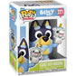 Funko Pop! vinyl figure packaging featuring Bluey and Bandit with Unicorse.