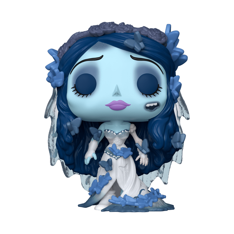 Funko Pop! vinyl figure with blue hair and white outfit on a white background