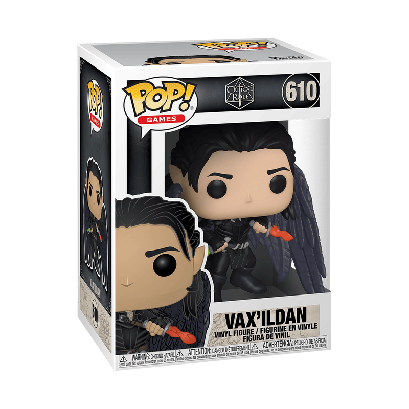 Funko Pop! vinyl figure packaging with Vax'ildan on a white background