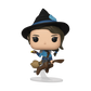 Funko Pop! vinyl figure of a witch on a broomstick with a blue hat on a white background