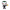 Toy figure with a black and white costume, red eyes, and holding a gun with a 'Bang!' flag on a white background