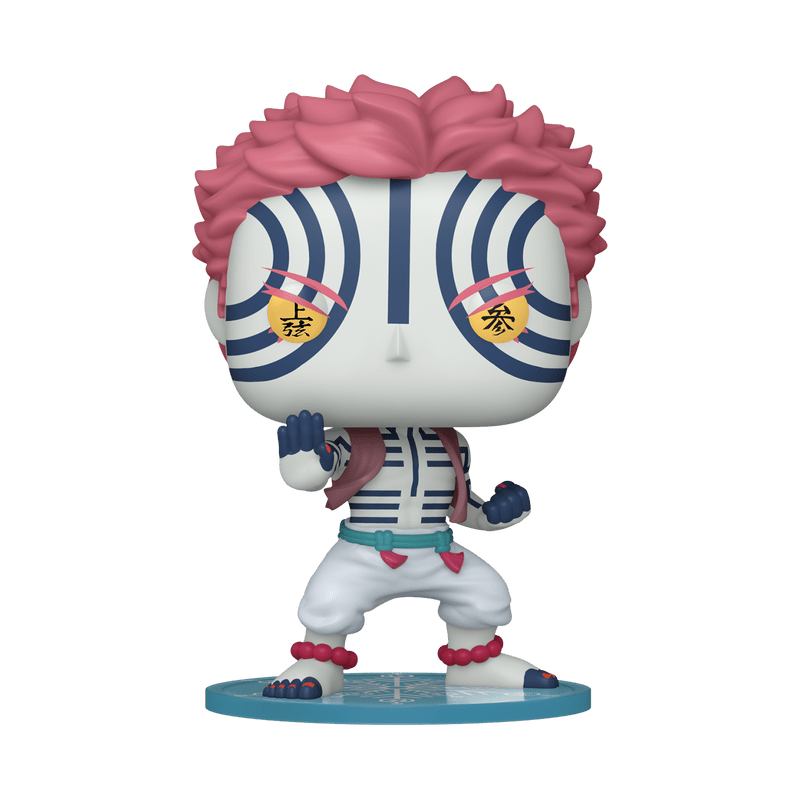 Front view of Funko POP! Demon Slayer Akaza Vinyl Figure #2043 collectible in Akaza's signature battle-ready pose.