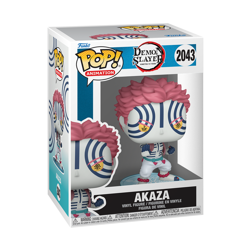 Funko POP! Demon Slayer Akaza Vinyl Figure #2043 featuring the Upper Rank Three demon with his blue striped markings.