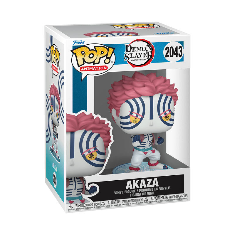 Funko POP! Demon Slayer Akaza Vinyl Figure #2043 featuring the Upper Rank Three demon with his blue striped markings.