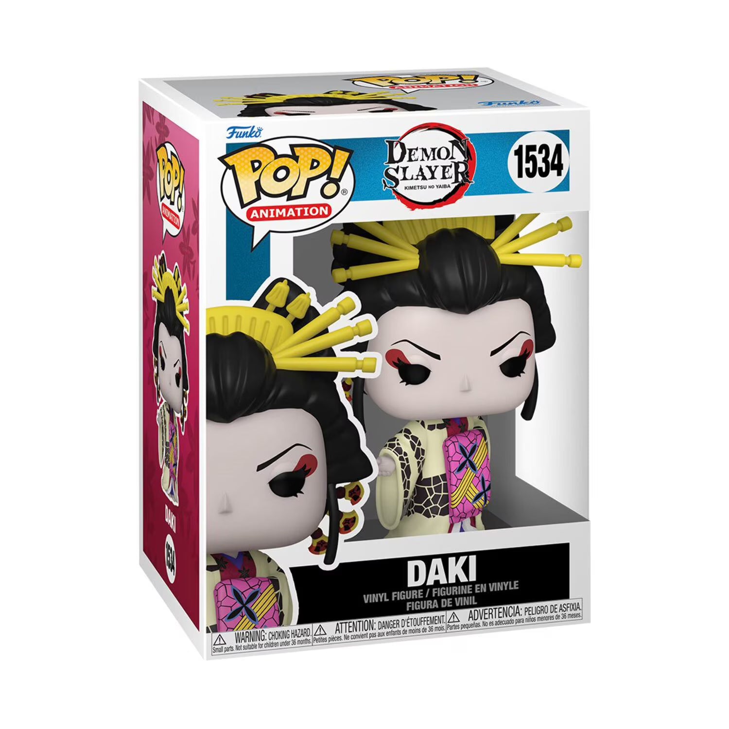 Funko POP! Demon Slayer Daki Vinyl Figure #1534 featuring the Upper Rank Six demon in her signature outfit with flowing obi sashes.