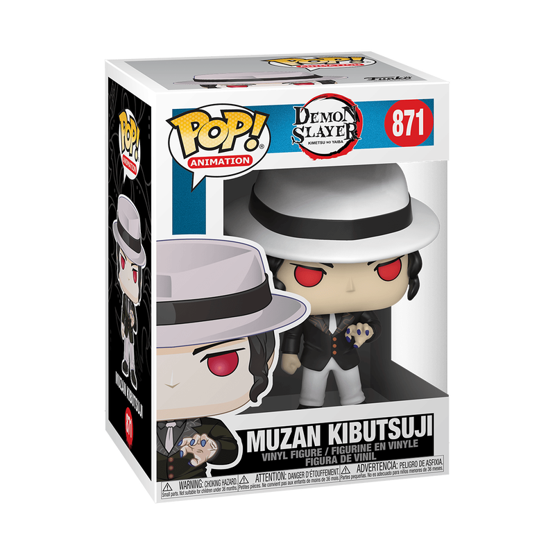 Funko POP! Demon Slayer Muzan Kibutsuji Vinyl Figure #871 wearing his iconic white suit and matching fedora.