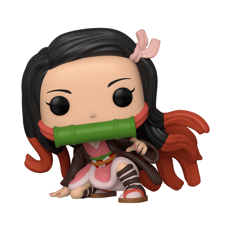 Front view of Funko POP! Demon Slayer Nezuko Kamado Vinyl Figure #868 collectible featuring Nezuko Kamado in her iconic anime outfit.