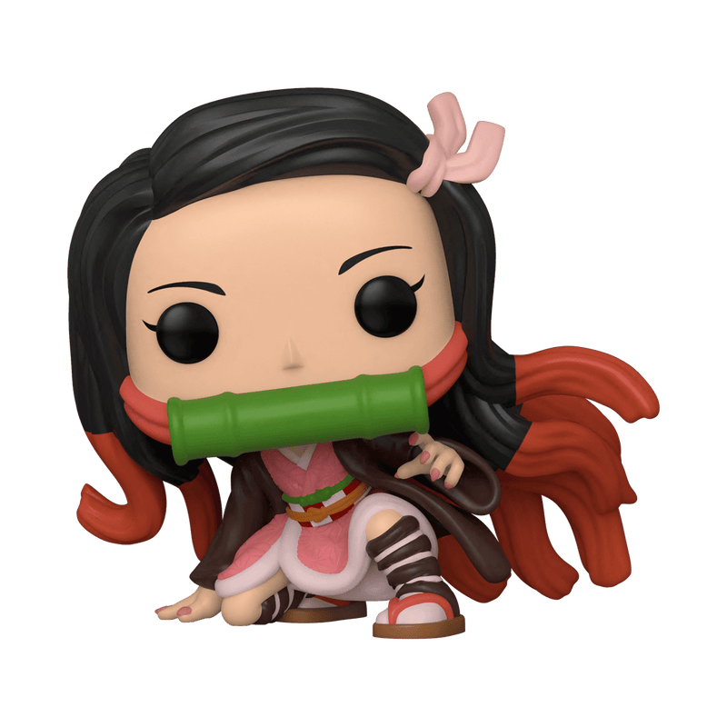 Front view of Funko POP! Demon Slayer Nezuko Kamado Vinyl Figure #868 collectible featuring Nezuko Kamado in her iconic anime outfit.