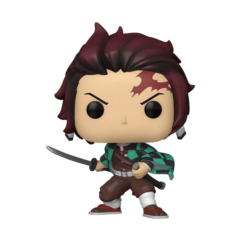 Front view of Funko POP! Demon Slayer Tanjiro Kamado Vinyl Figure #867 collectible featuring Tanjiro Kamado in his iconic Demon Slayer uniform.