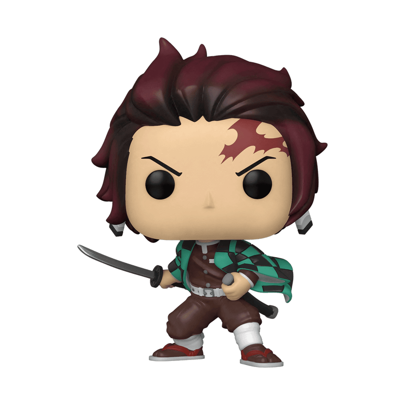 Front view of Funko POP! Demon Slayer Tanjiro Kamado Vinyl Figure #867 collectible featuring Tanjiro Kamado in his iconic Demon Slayer uniform.