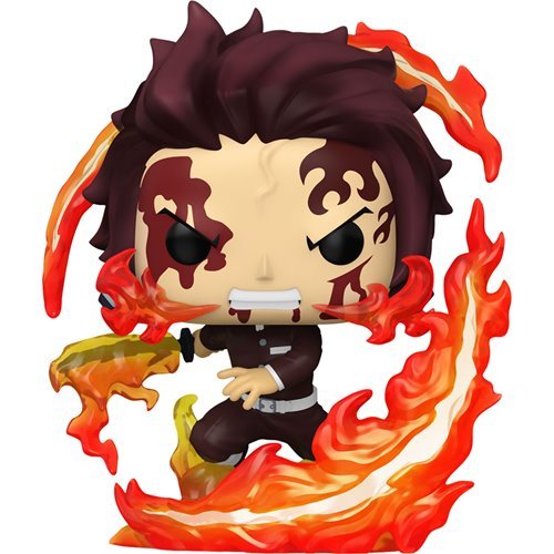 Front view of Funko POP! Demon Slayer Tanjiro Kamado Dancing Flash Vinyl Figure #2041 collectible showcasing the Water Breathing technique.