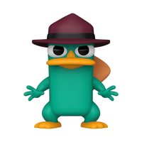 Colorful cartoon platypus character with a purple hat 