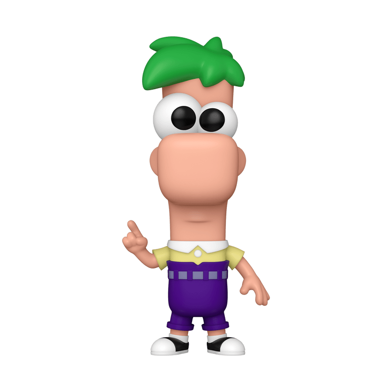 Cartoon character figurine with green hair and purple pants 