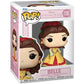 Funko Pop! Disney Princess Belle vinyl figure in its original retail packaging, featuring the character in a yellow and red gown with brown hair and a red rose crown.
