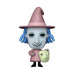Funko Pop! vinyl figure of the character The Wicked Witch of the Hour from The Nightmare Before Christmas, featuring a pale blue mask, blue hair, a pink hat and dress, and holding a light green mask.
