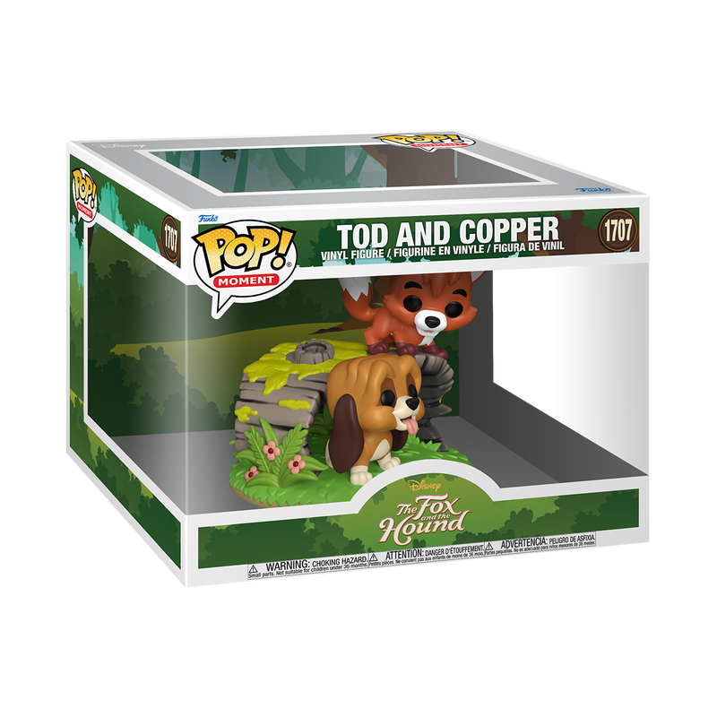 Funko POP! Disney Tod and Copper #1707 vinyl collectible showcasing the iconic friends from The Fox and the Hound with detailed character designs.
