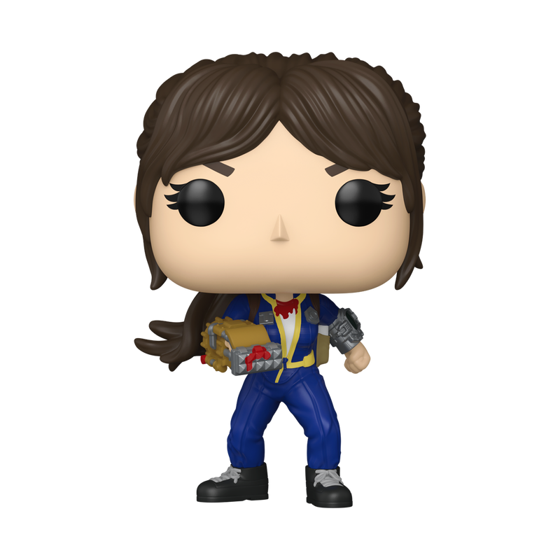 Front view of Funko POP! Fallout Lucy MacLean Vinyl Figure #1919 collectible showcasing the iconic Vault Dweller from Fallout.