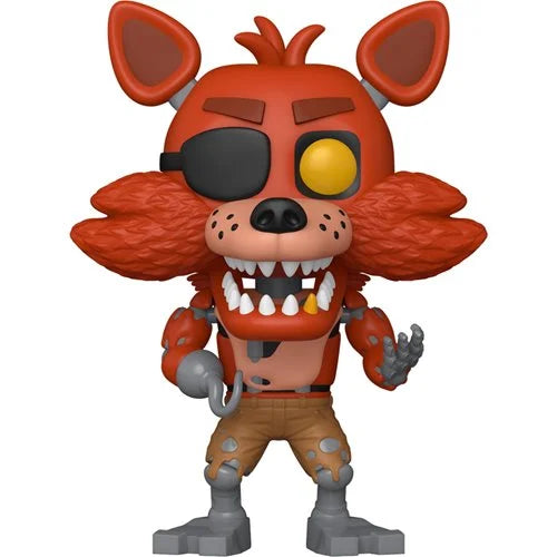 Red animated character with an eye patch on a white background