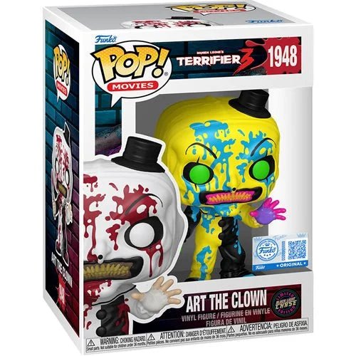 Funko Pop! Movies box featuring Art The Clown figure with colorful design.