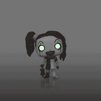 Glowing eyes character figure on a dark background