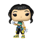 Funko Pop KPop Demon Hunters Zoey vinyl figure holding crystal daggers and wearing a teal cropped top with black and yellow pants