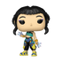 Funko Pop KPop Demon Hunters Zoey vinyl figure holding crystal daggers and wearing a teal cropped top with black and yellow pants