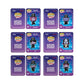 A set of 12 Funko Pop! K-Pop Demon Hunters figure cards arranged in a 3x4 grid on a plain white background. Each card features a different K-pop character with a purple and blue gradient background, and the Funko Pop! branding is clearly visible.