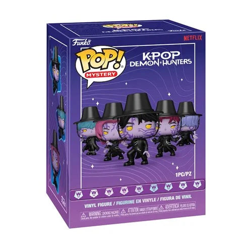 Funko Pop! Mystery K-Pop Demon Hunters vinyl figure box, featuring purple packaging with character artwork and the Netflix logo.