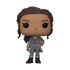 A Funko Pop! vinyl figure of a woman with brown hair, wearing a gray coat over a purple sweater, gray pants, and black boots, shown against a plain white background.