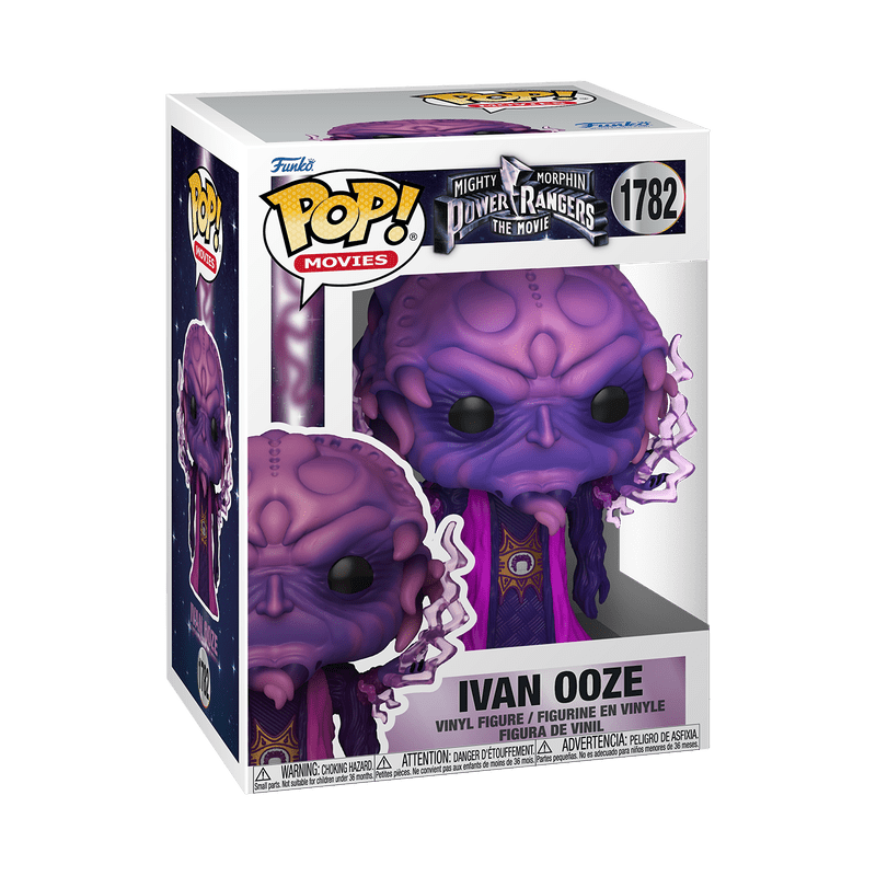 Funko Pop! vinyl figure packaging of Ivan Ooze from Power Rangers with purple and black design.