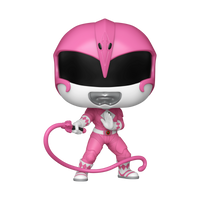 Pink superhero figure with helmet and whip