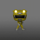 Yellow superhero figure with glowing eyes on a dark background